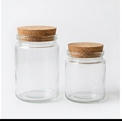 Glass jars with cork lids