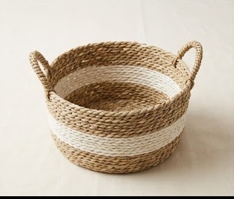 Woven basket with handles